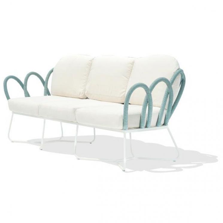Трехместный диван с белым мягким сиденьем и фигурными боковинами Tuscany Skyline Design - фото