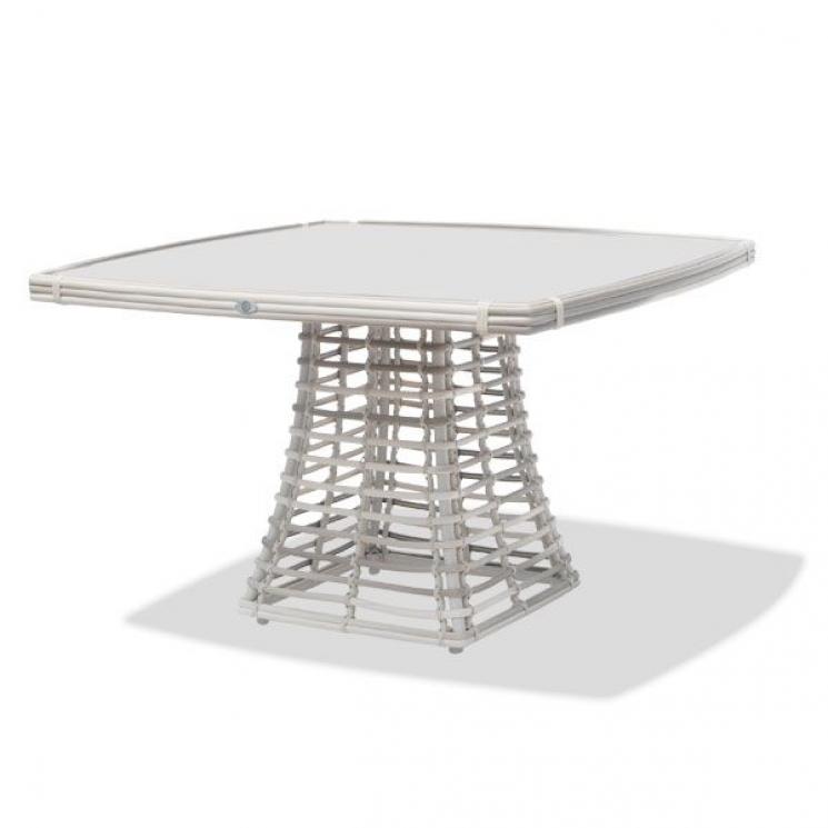 Белый квадратный обеденный стол со стеклянной столешницей Villa Skyline Design - фото