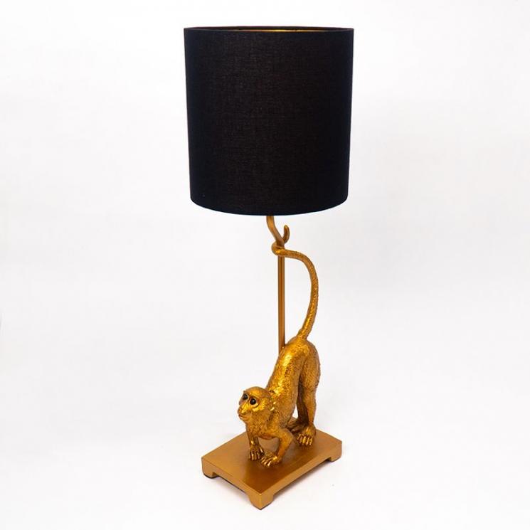 Настольная лампа "Обезьянка" золотого цвета с черным абажуром Hilda Exner - фото