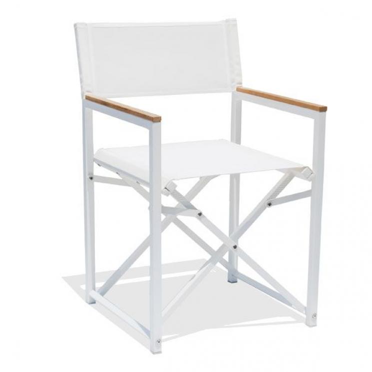Белый раскладной стул на металлическом каркасе с деревянными подлокотниками Windsor Skyline Design - фото