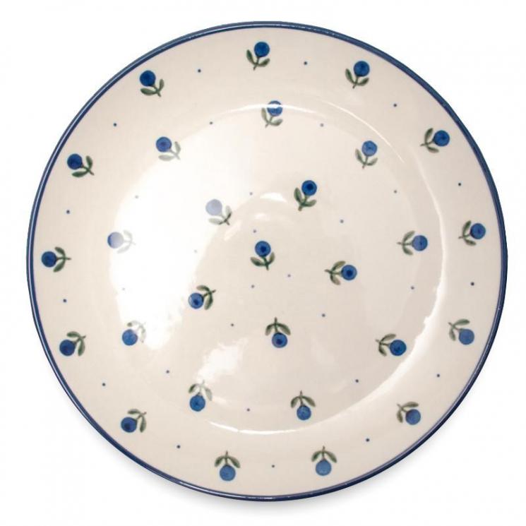 Тарелка обеденная с узором из синих ягод "Голубика" - фото