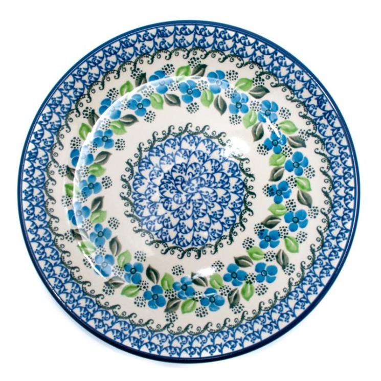 Обеденная тарелка с синим цветочным орнаментом "Вербена" Керамика Артистична - фото