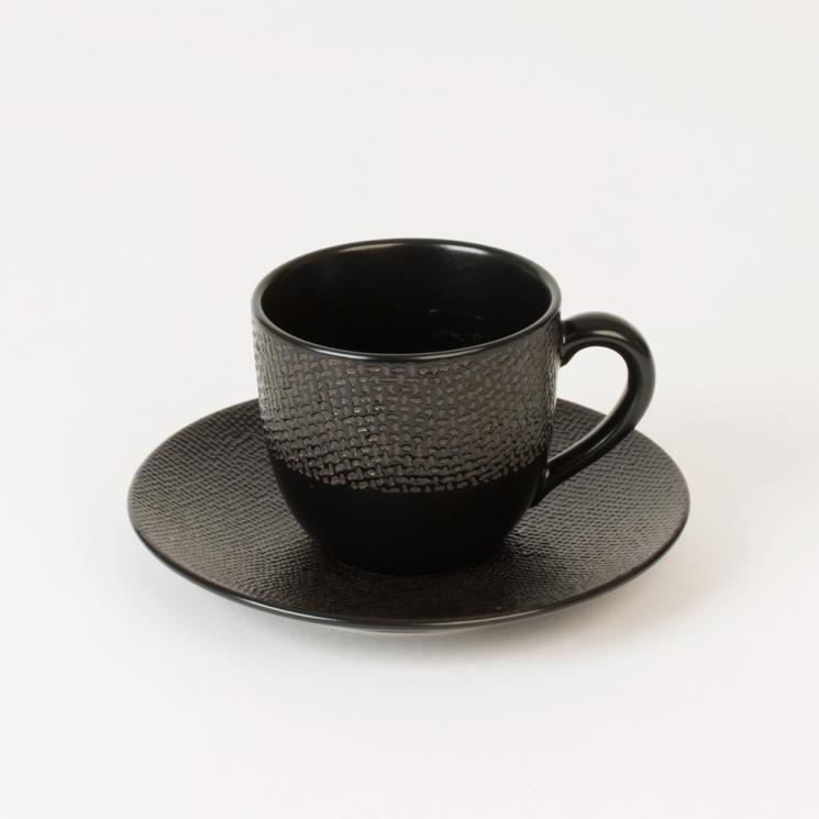 Черные чашки с блюдцем для кофе, набор 6 шт Bastide - фото