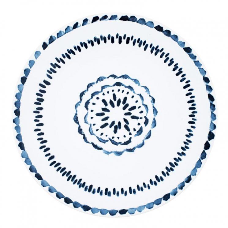 Обеденная тарелка из белой керамики с синим узором Hermosa Bastide - фото