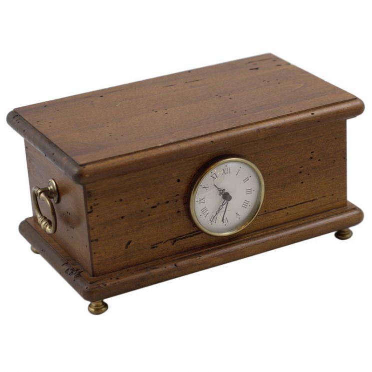 Деревянная шкатулка со встроенными часами из латуни Capanni - фото