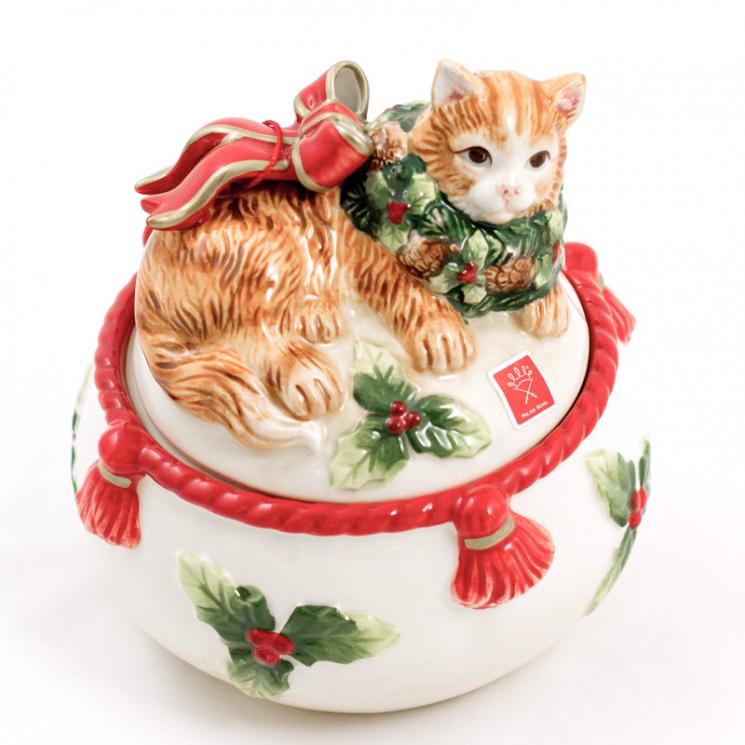 Новогодняя керамическая шкатулка "Нарядный котенок" Palais Royal - фото