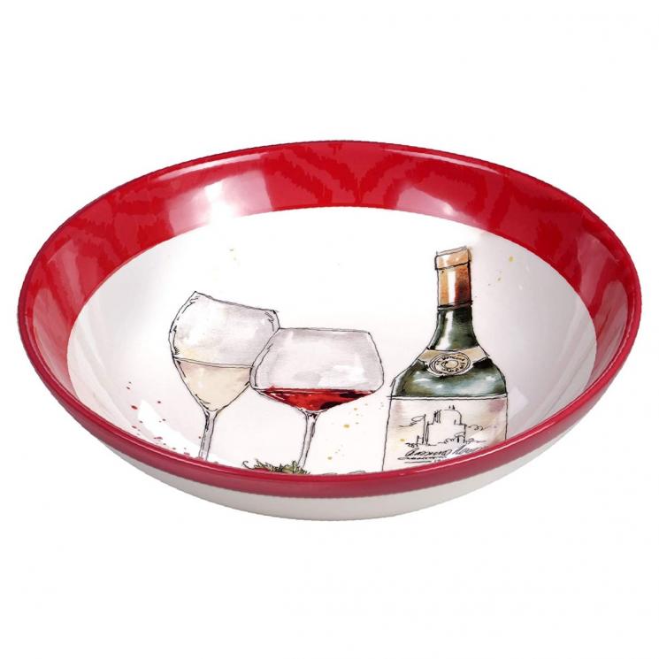 Керамический салатник с натюрмортом в виде бутылки вина и бокалов "Праздник молодого вина" Certified International - фото