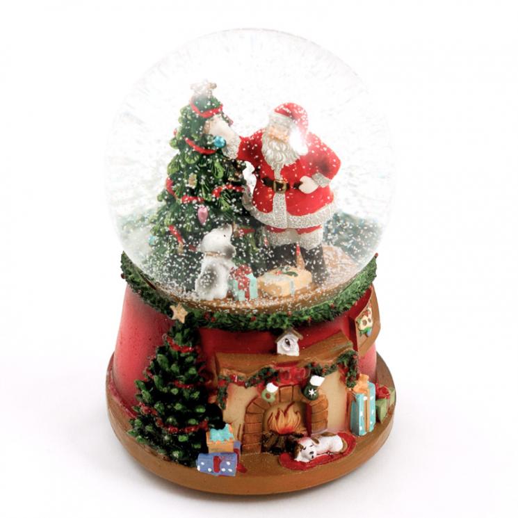 Новогодняя музыкальная шкатулка-шар "Санта с ёлочкой" Palais Royal - фото