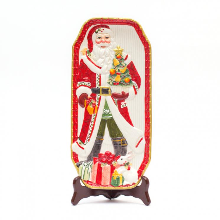 Прямоугольное новогоднее блюдо с изображением Санта Клауса Lamart - фото