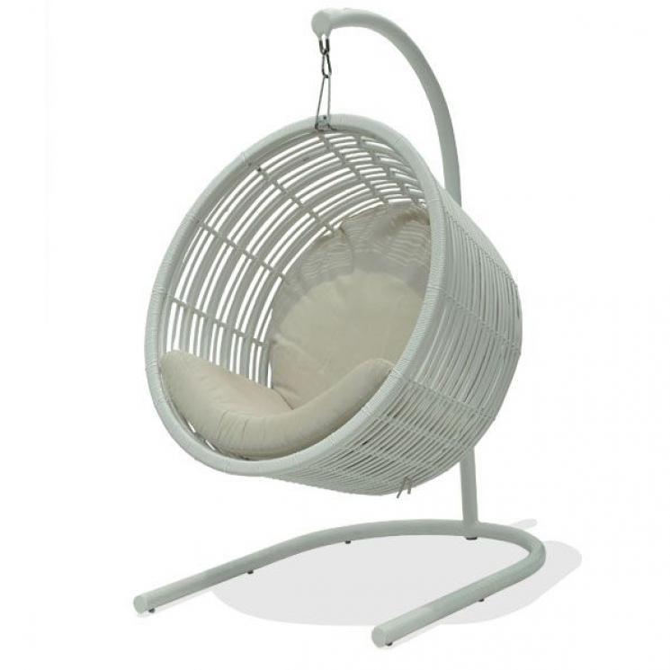 Плетеное глубокое подвесное кресло на стойке с мягкими подушками Mercy Skyline Design - фото