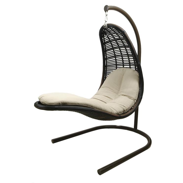 Кресло-качели на стойке для отдыха на террасе Christine черное Black Mushroom Skyline Design - фото