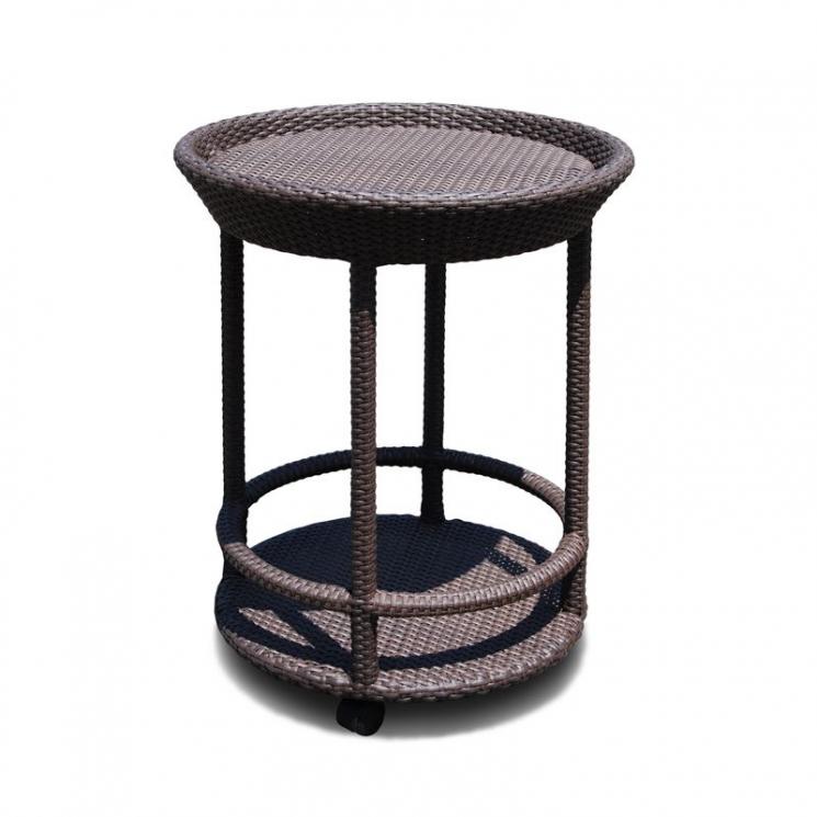 Круглый сервировочный столик с плетением из искусственного ротанга Cally Skyline Design - фото