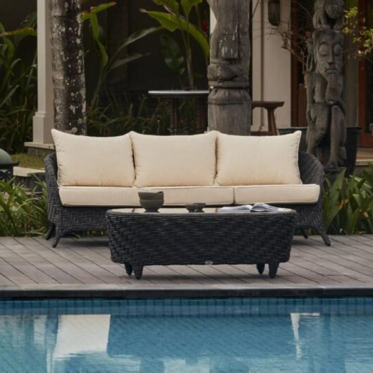 Стильный трехместный диван из темного искусственного ротанга Celeste Skyline Design - фото