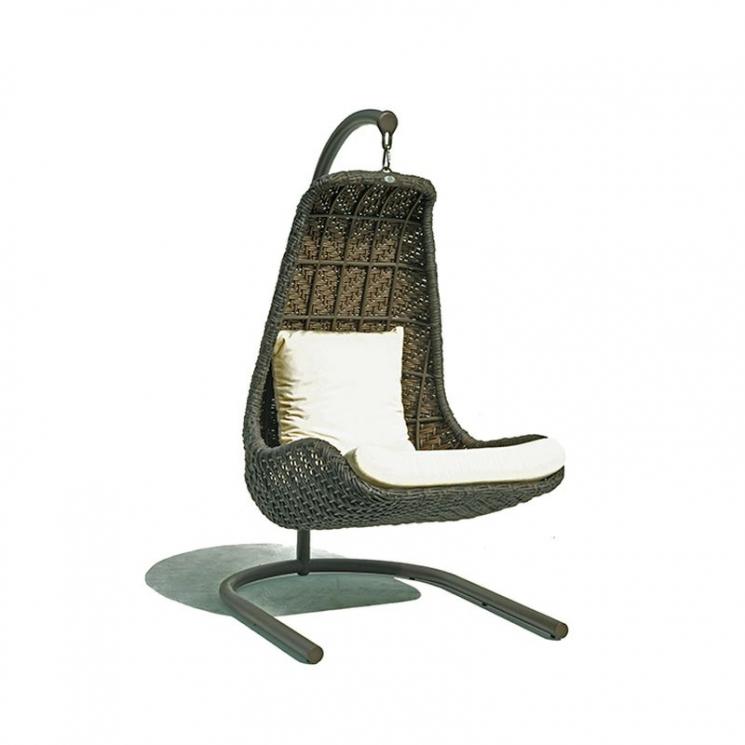 Одинарное подвесное кресло на стойке коричневого цвета для отдыха на террасе Celeste Brown Omega Skyline Design - фото