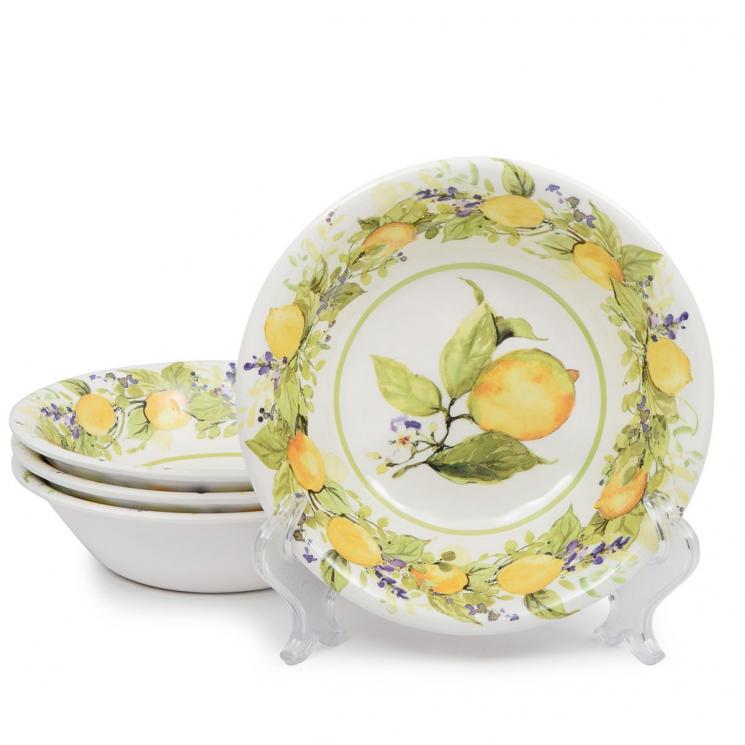 Суповые тарелки из ударопрочного меламина, набор 4 шт. "Аромат лимона" Certified International - фото