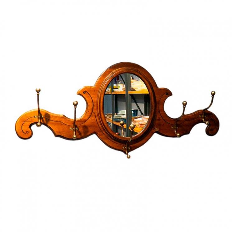 Деревянная вешалка с металлическими крючками и зеркалом Capanni - фото