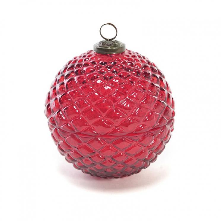 Свеча ароматическая в красном стеклянном шаре "Новогодний шар" Mercury - фото