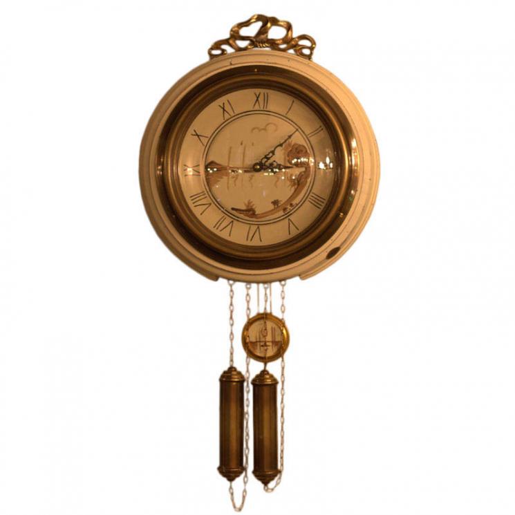 Настенные часы с маятником из антикварного дерева Capanni - фото