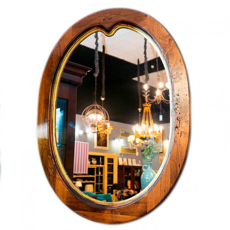 Овальное зеркало в коричневой деревянной раме Capanni - фото