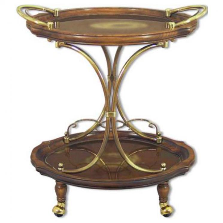 Сервировочный столик на колесиках из дерева и латуни Capanni - фото