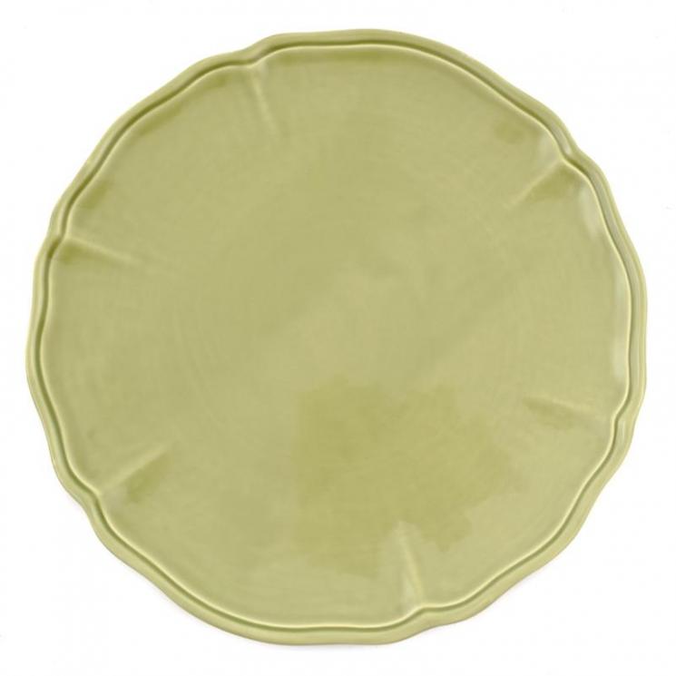 Светло-зеленая подставная тарелка с волнистыми бортиками «Яркое лето» Villa Grazia - фото