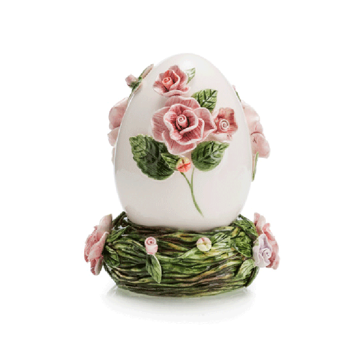 Фарфоровая шкатулка с крышкой в виде декоративного яйца «Розы» Palais Royal - фото