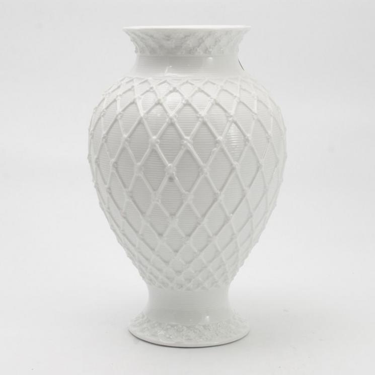 Белоснежная ваза из керамики с объемным декором Trame in bianco Palais Royal - фото