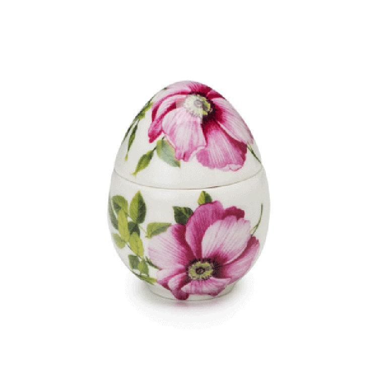 Маленькое керамическое яйцо-шкатулка с красочным рисунком «Цветы» Palais Royal - фото