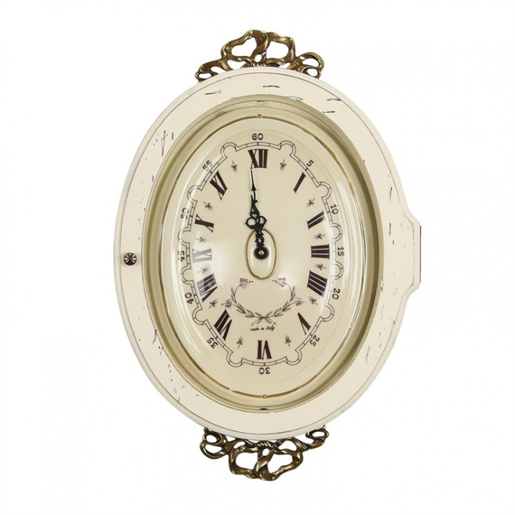 Настенные белые часы с металлическим декором в антикварном стиле Capanni - фото