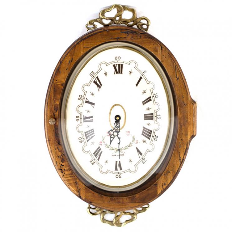Старинные овальные часы из антикварного дерева с металлическим декором Capanni - фото