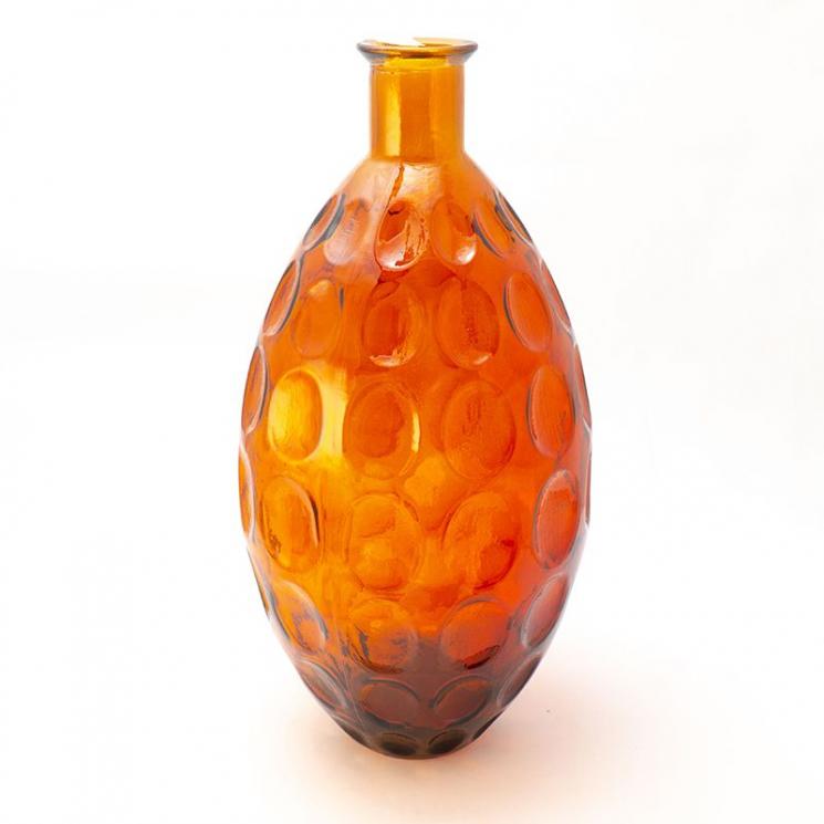 Эффектная ваза в форме бутыли из ярко-оранжевого стекла Bastide - фото