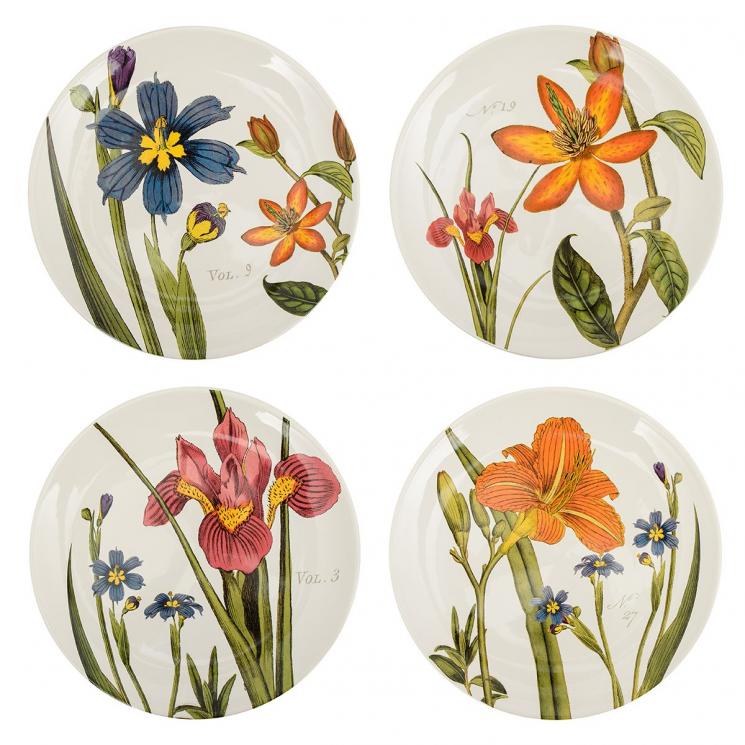 Набор керамических обеденных тарелок с флористическим рисунком 4 шт. "Цветочная рапсодия" Certified International - фото