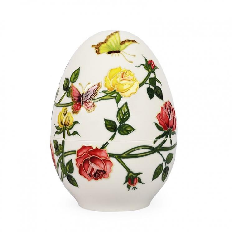 Шкатулка-яйцо из фарфора с рельефным рисунком «Розы и бабочки» Palais Royal - фото