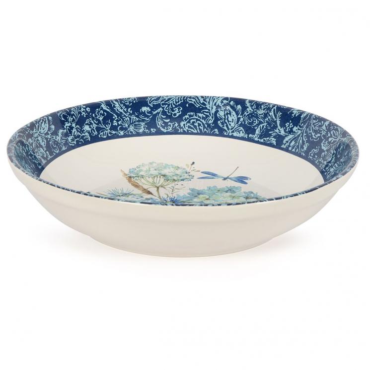 Глубокий керамический салатник с растительным рисунком "Синие цветы Богемии" Certified International - фото