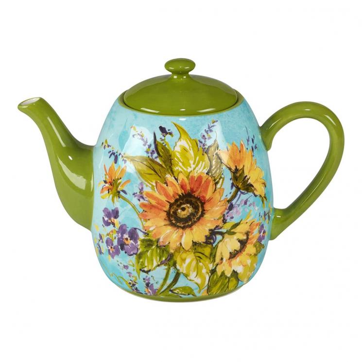 Керамический заварник для чая с ярким рисунком на летнюю тематику "Солнечный сад" Certified International - фото