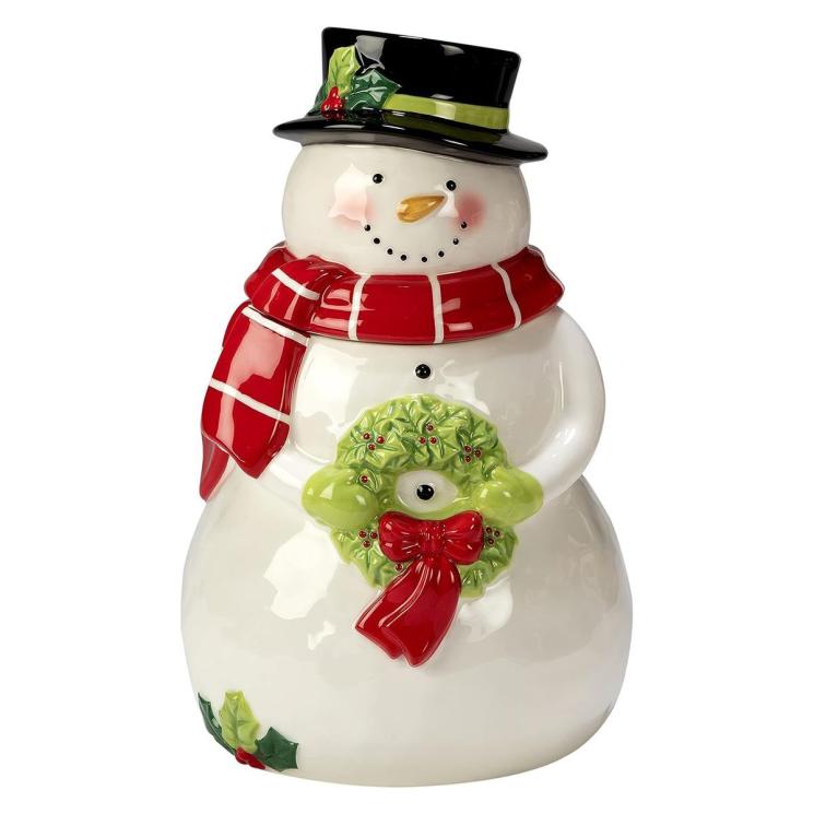 Емкость для хранения керамическая статуэтка снеговика в шляпке "Магия Рождества" Certified International - фото