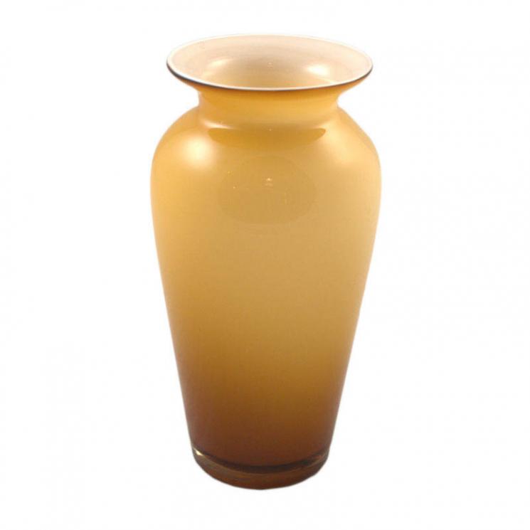 Вытянутая стеклянная ваза янтарного цвета Fiore Comtesse Milano - фото