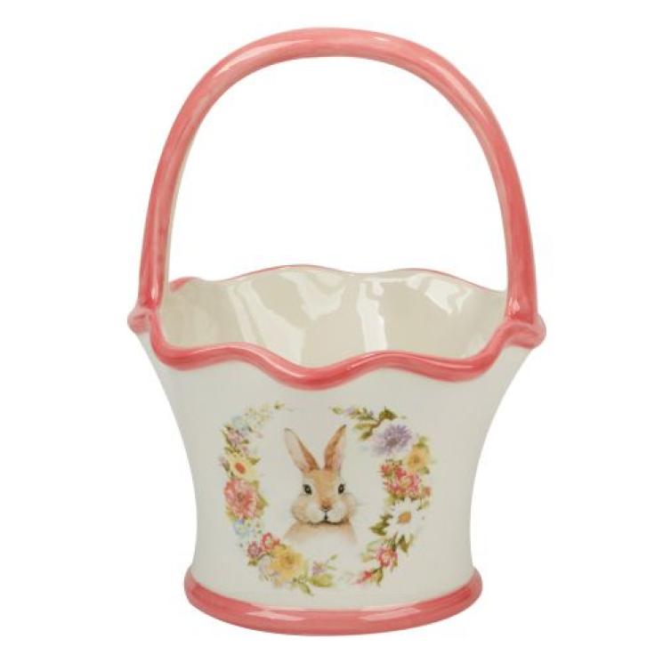 Керамическая корзинка с кроликом "Пасхальный сад" Certified International - фото