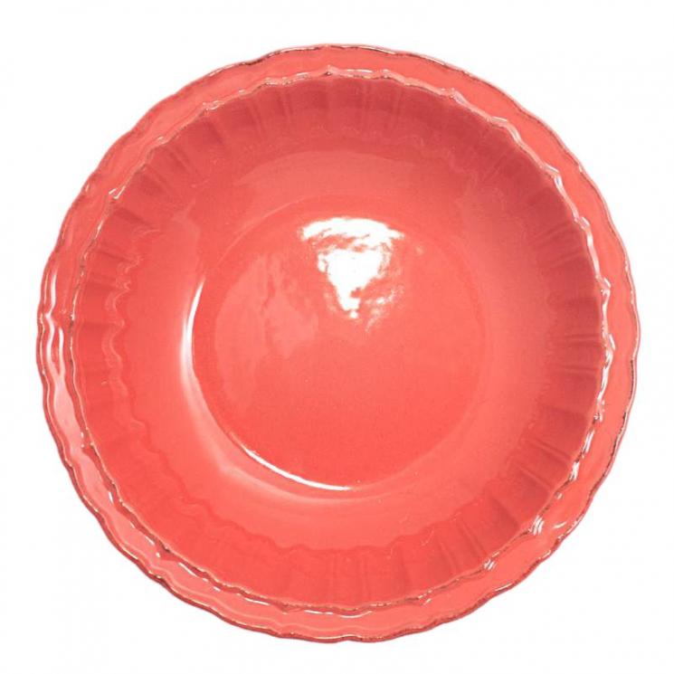 Коралловая керамическая тарелка углубленной формы Dalia Comtesse Milano - фото