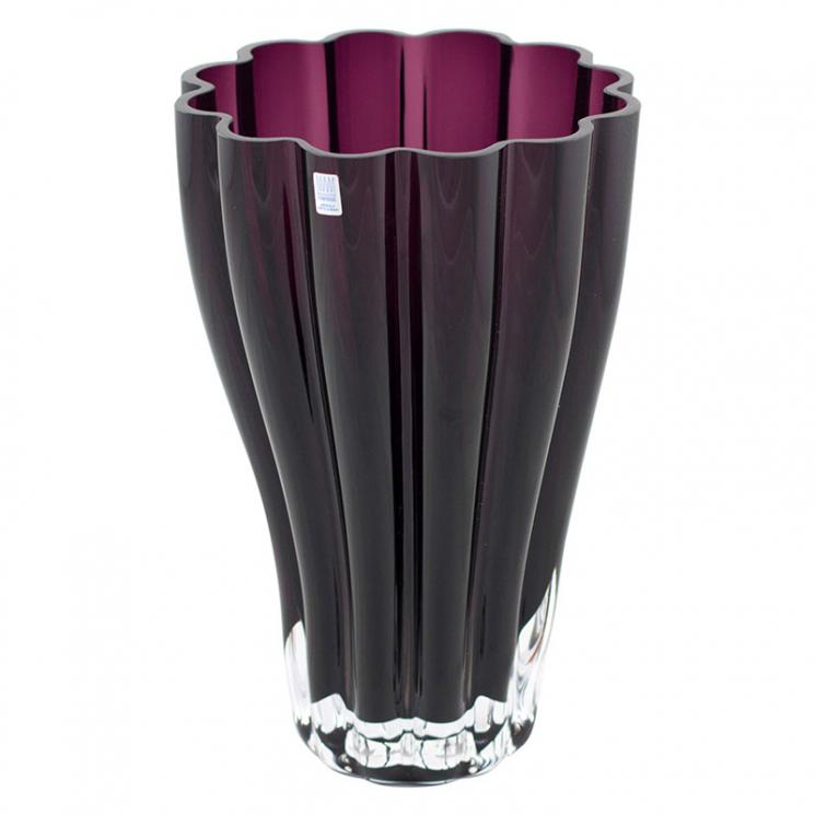 Стеклянная ваза сливово-фиолетового цвета ребристой формы Kea Comtesse Milano - фото