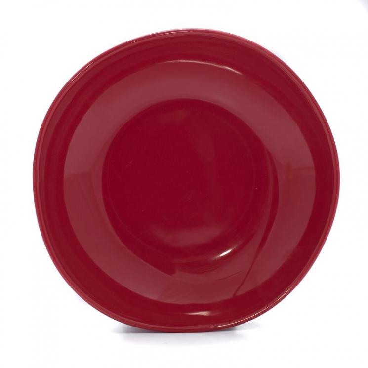 Тарелка суповая из красной керамики Ritmo Comtesse Milano - фото