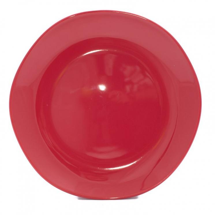 Тарелка обеденная из красной керамики Ritmo Comtesse Milano - фото