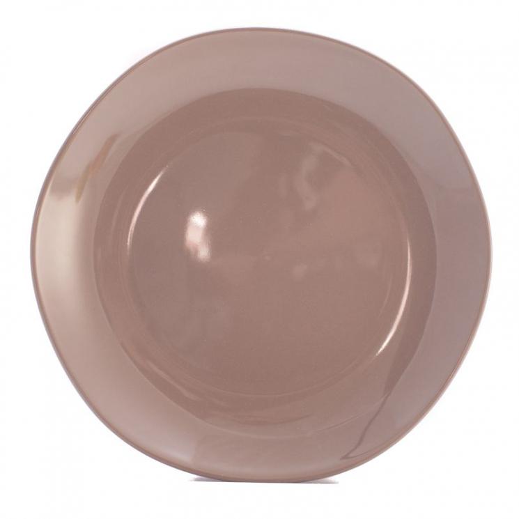 Тарелка обеденная из керамики серо-коричневого оттенка Ritmo Comtesse Milano - фото