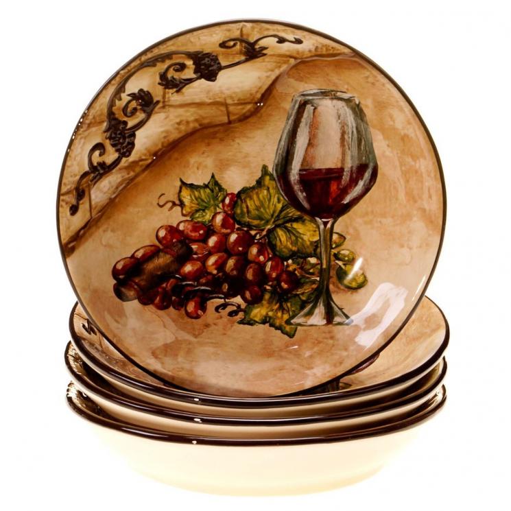 Набор тарелок для супа с объемным декором в виде вензеля, 4 шт. "Тосканский натюрморт" Certified International - фото