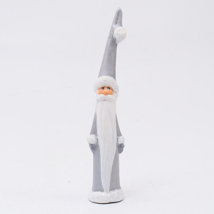 Новогодняя керамическая статуэтка Деда Мороза в сером кафтане Villa Grazia - фото