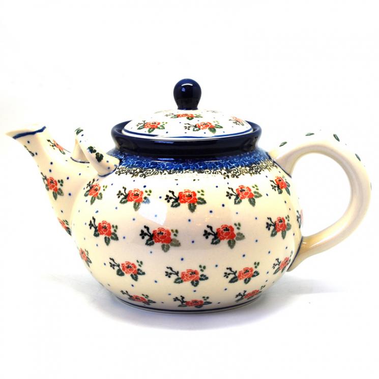 Чайничек с рисунком из цветов "Чайная роза" Керамика Артистична - фото