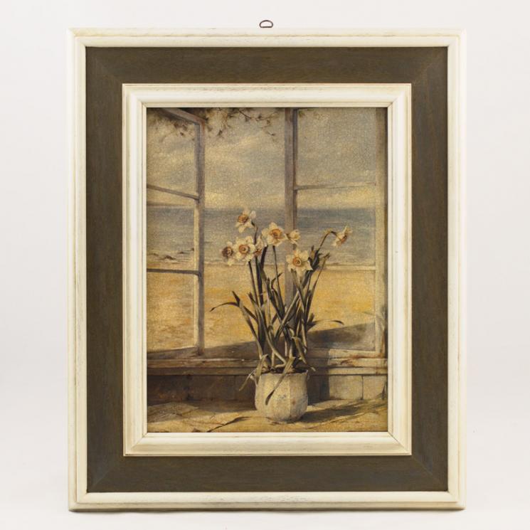 Репродукция картины "Окно с видом на море" художника Де Виленьё Фабрис Decor Toscana - фото