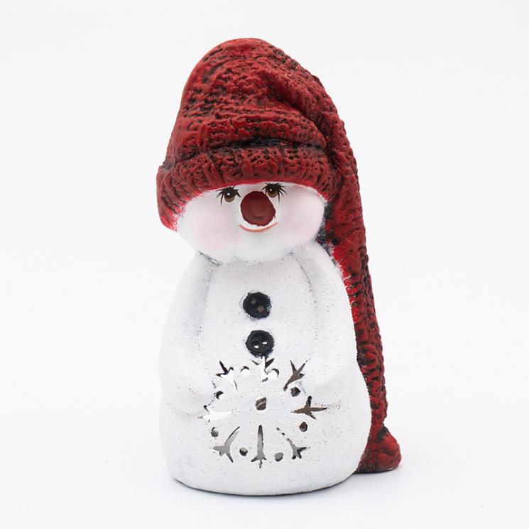 Небольшой керамический подсвечник «Снеговик в красной шапочке» Villa Grazia - фото