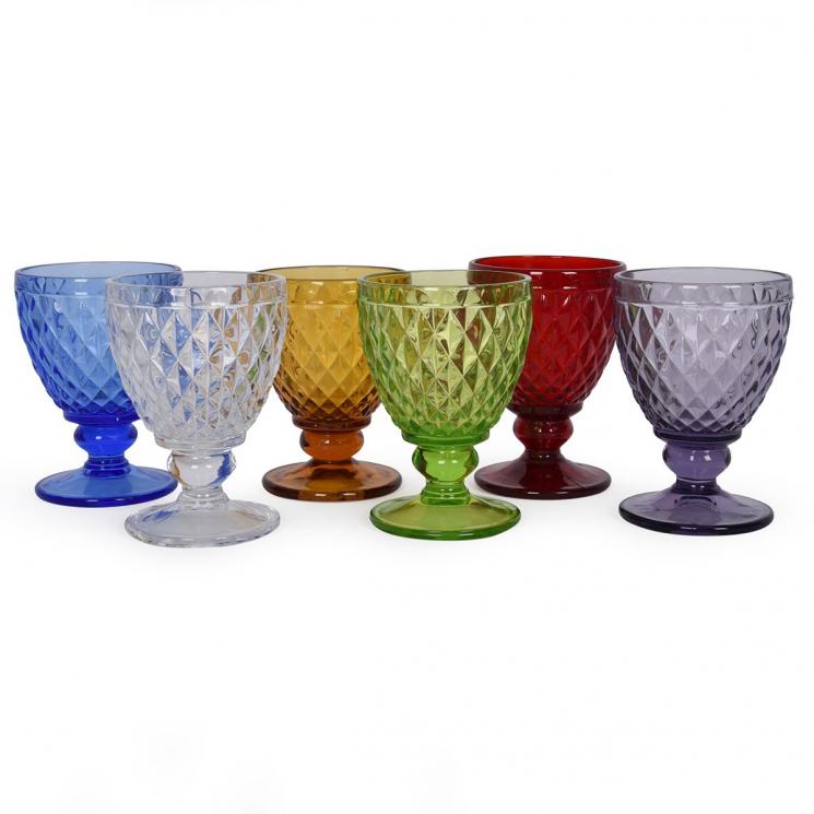 Набор разноцветных бокалов с рельефным рисунком Toscana Maison, 6 шт - фото