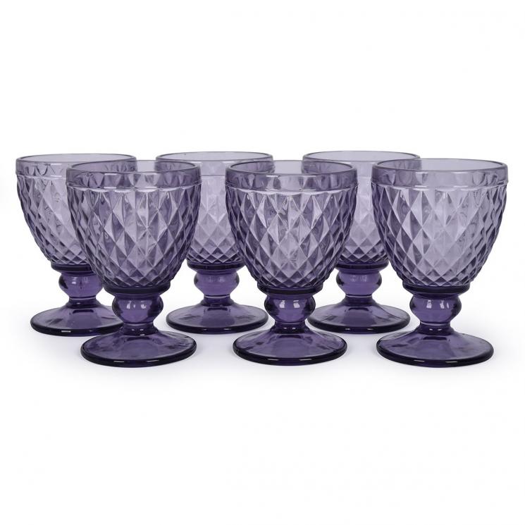 Набор бокалов пурпурного цвета с рельефным рисунком Toscana Maison, 6 шт - фото